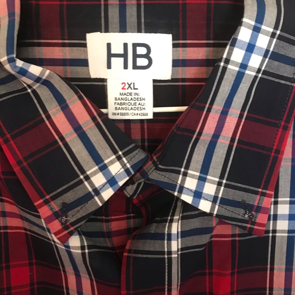 2XL Harbor Bay Plaid button down shirt